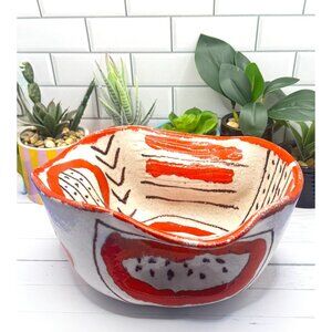 Italian Guido Gambone Ceramic Abstract Bowl